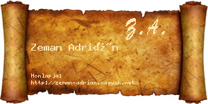 Zeman Adrián névjegykártya